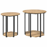 Set tavolini con lo scaffale 2 pz | Tavolo laterale Marrone