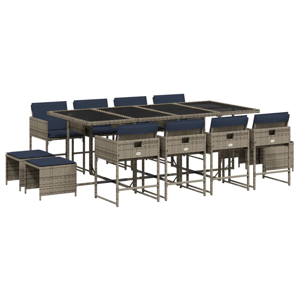 Set da pranzo da giardino da 13 pz con Cuscini in Polyrattan Grigio 3278112
