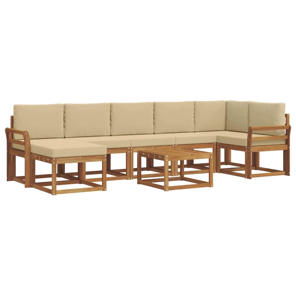 Set di divani da esterno con cuscino 8 pcs Naturale e Beige