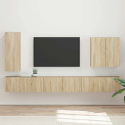 Set di Mobiletto da TV a Parete 6 pcs Rovere Sonoma