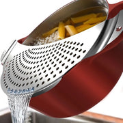 Pastazeef afdruiphulp per panni e pentole fino a Ø 26 cm, pastazeef robusto in acciaio inossidabile, afdruipzeef, aiuto a seccare piano ideale per pasta e patate