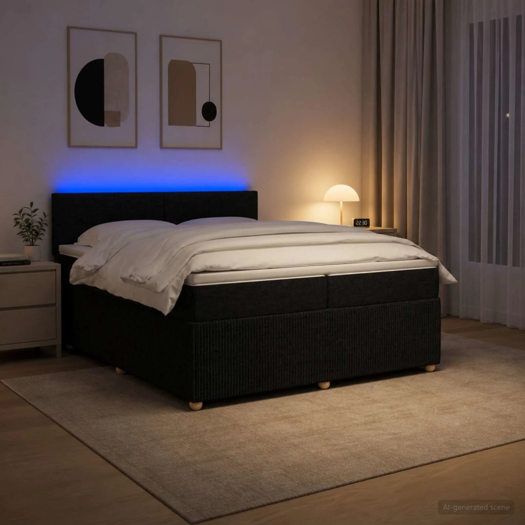 Letto box spring con materasso Nero 200 x 200 cm Tessuto 3453011