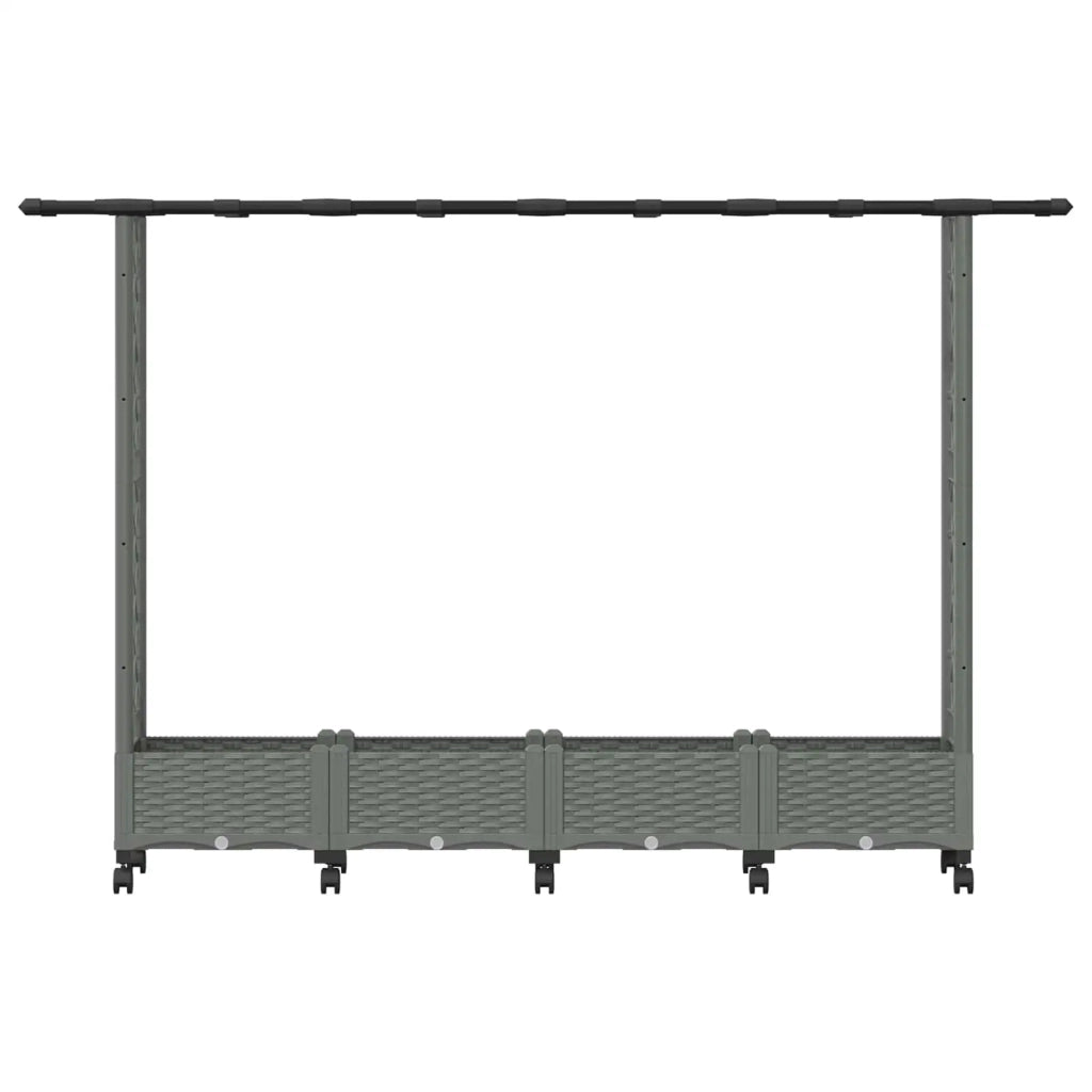 Letto Rialzato con Griglia e Tetto Grigio Chiaro PP 3423159