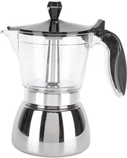 Moka Pot 6 Tazze - Caffettiera Inox - Fornello Induzione/Gas - Maniglia Resistente al Calore - Progettazione Stilosa e Moderna