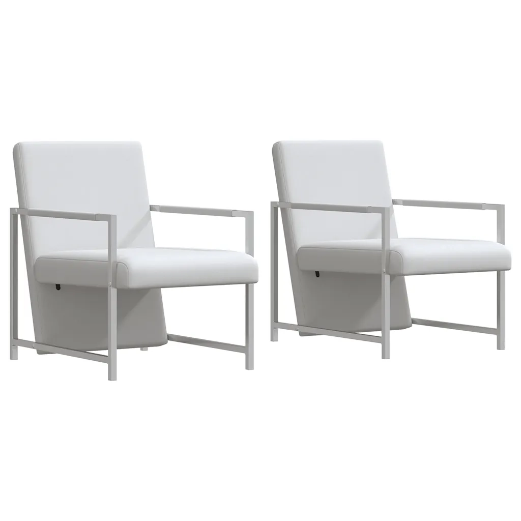 Poltrone 2 pz con Telaio Cromato Bianche in Similpelle
