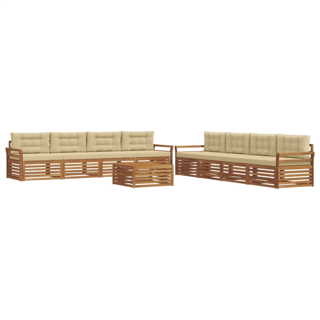 Set di divani da esterno con cuscino 9 pcs Naturale e Beige