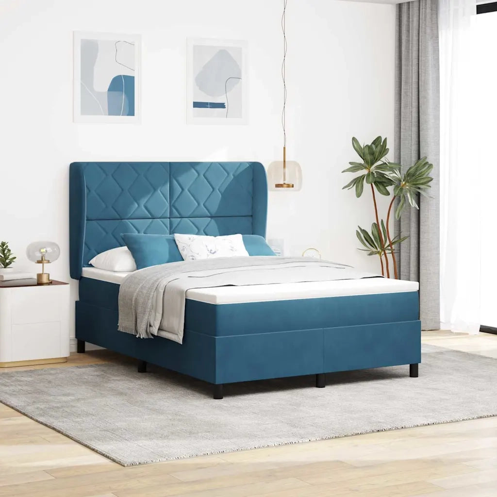 Letto a molle con materasso Blu Scuro 200 x 160 cm Velluto 3340992