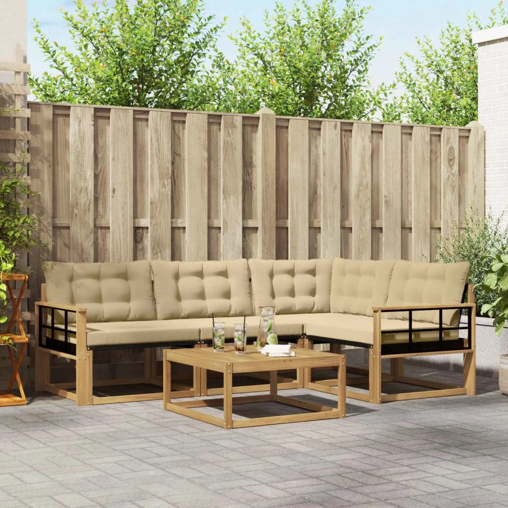 Set di divani da esterno 5 pcs Bianco e Beige 79 x 79 x 37 cm