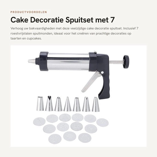 Set di Cakespuit - 7 Bocchette in Acciaio Inossidabile - Decorazione per Torte - Per Hobby Pasticcieri/Professionisti - Migliora le Tue Abilità di Decorazione - Set di Cakespuit