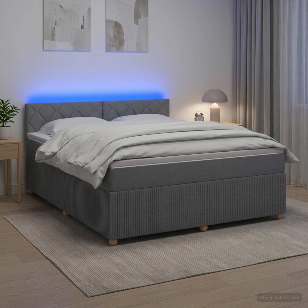 Letto box spring con materasso Grigio Chiaro 140 x 190 cm 3452932
