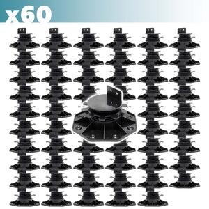Set 60 supporti per pavimenti galleggianti, Altezza regolabile 33-64mm Max 2700 kg, Piedini Decking