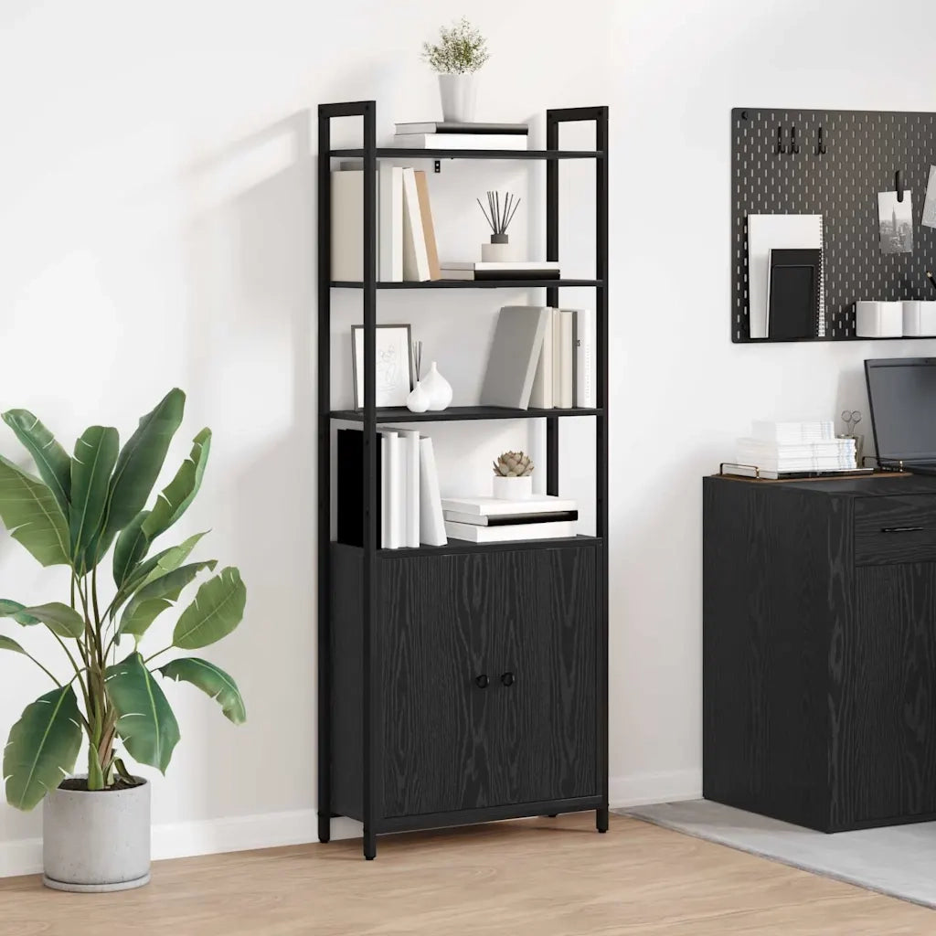Armadio per Libri Rovere Nero 60 x 24 x 161 cm