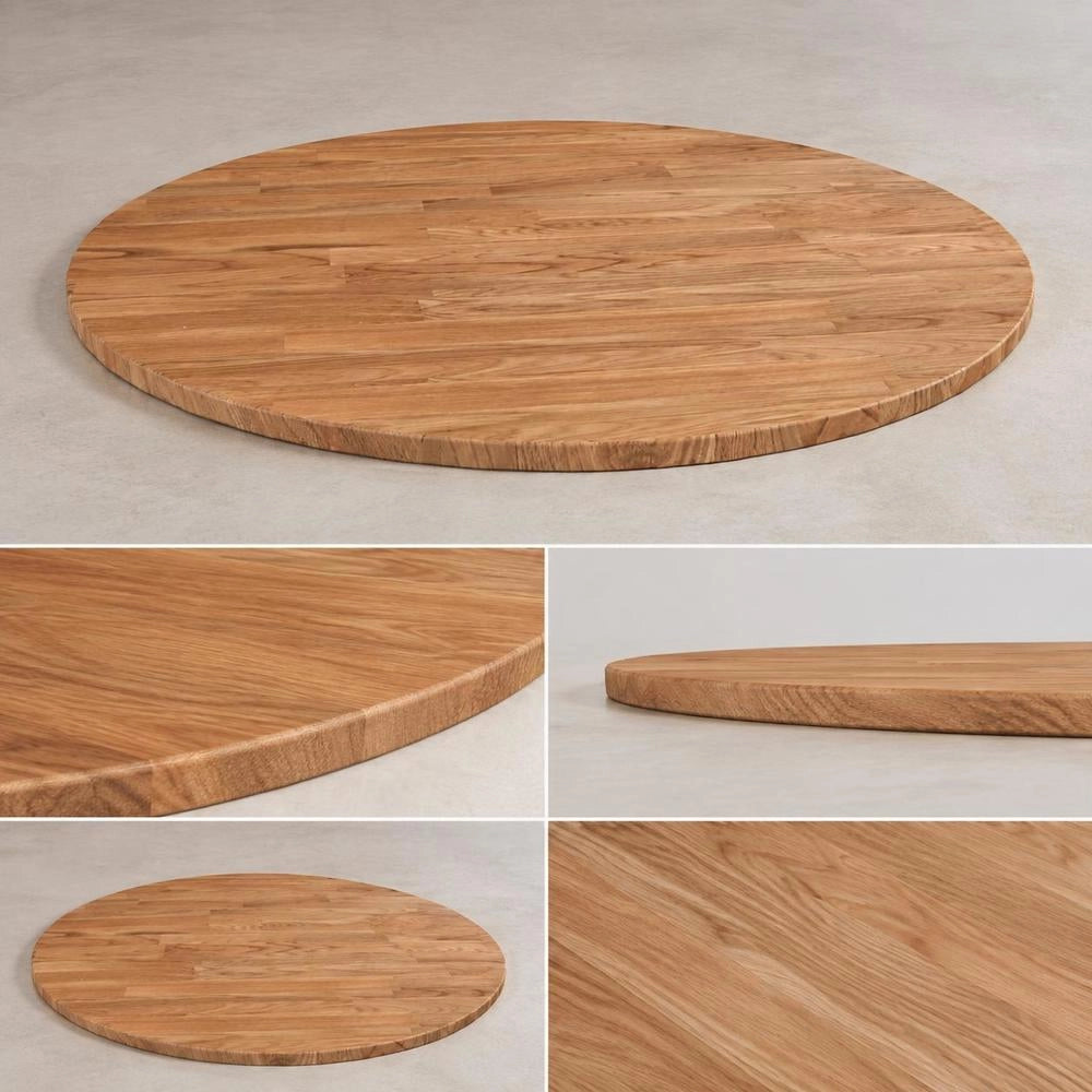 Round Tabletop, Light Brown, 50x1.5 Cm, Treated Oak Wood