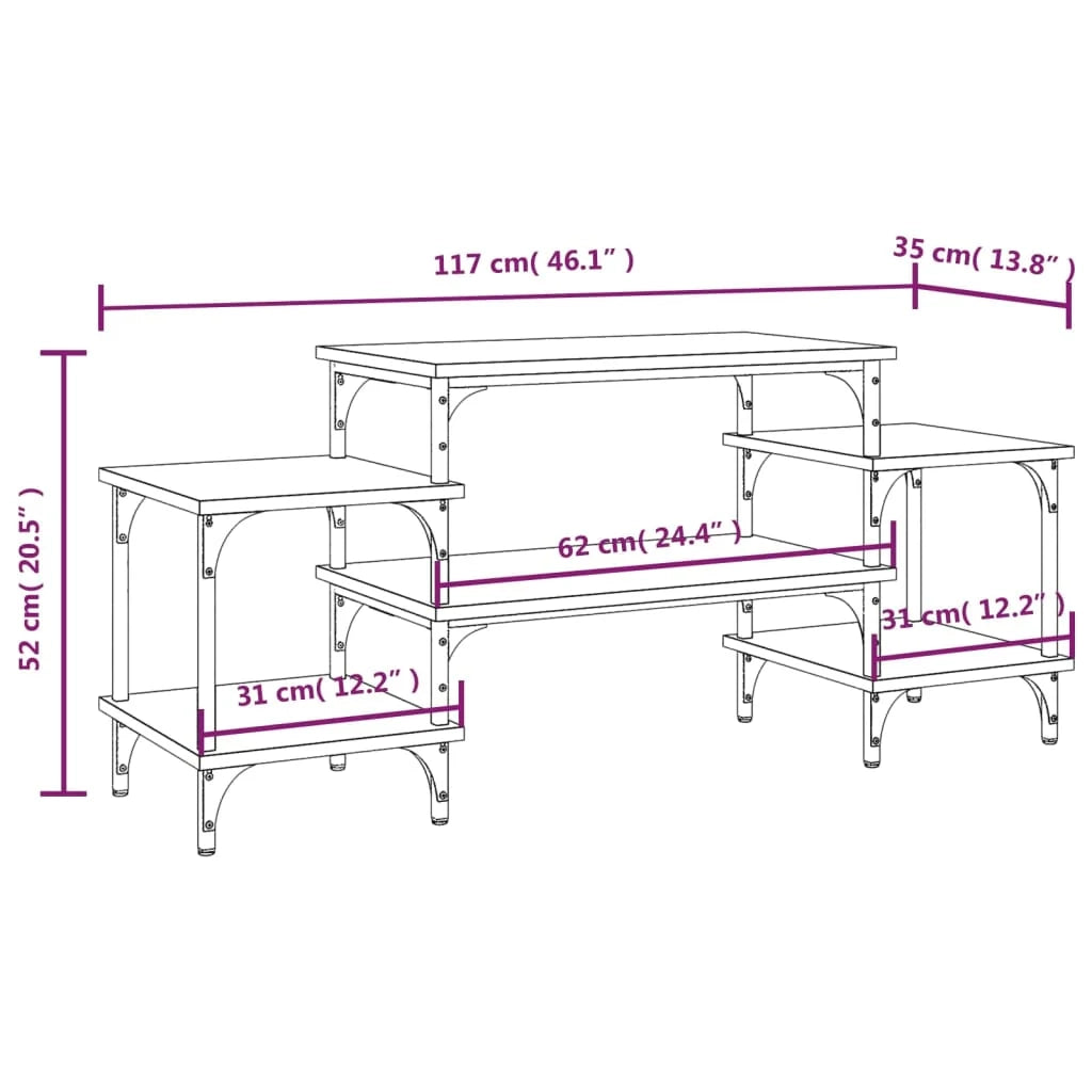 Mobile TV multimediale mensola TV credenza TV sala da pranzo soggiorno camera da letto Sonoma 117 x 35 x 52 cm legno ingegnerizzato grigio 02_0028375