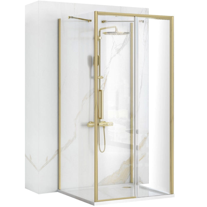 Cabina Doccia A Parete Rea Rapid Slide Brush Gold 140x100