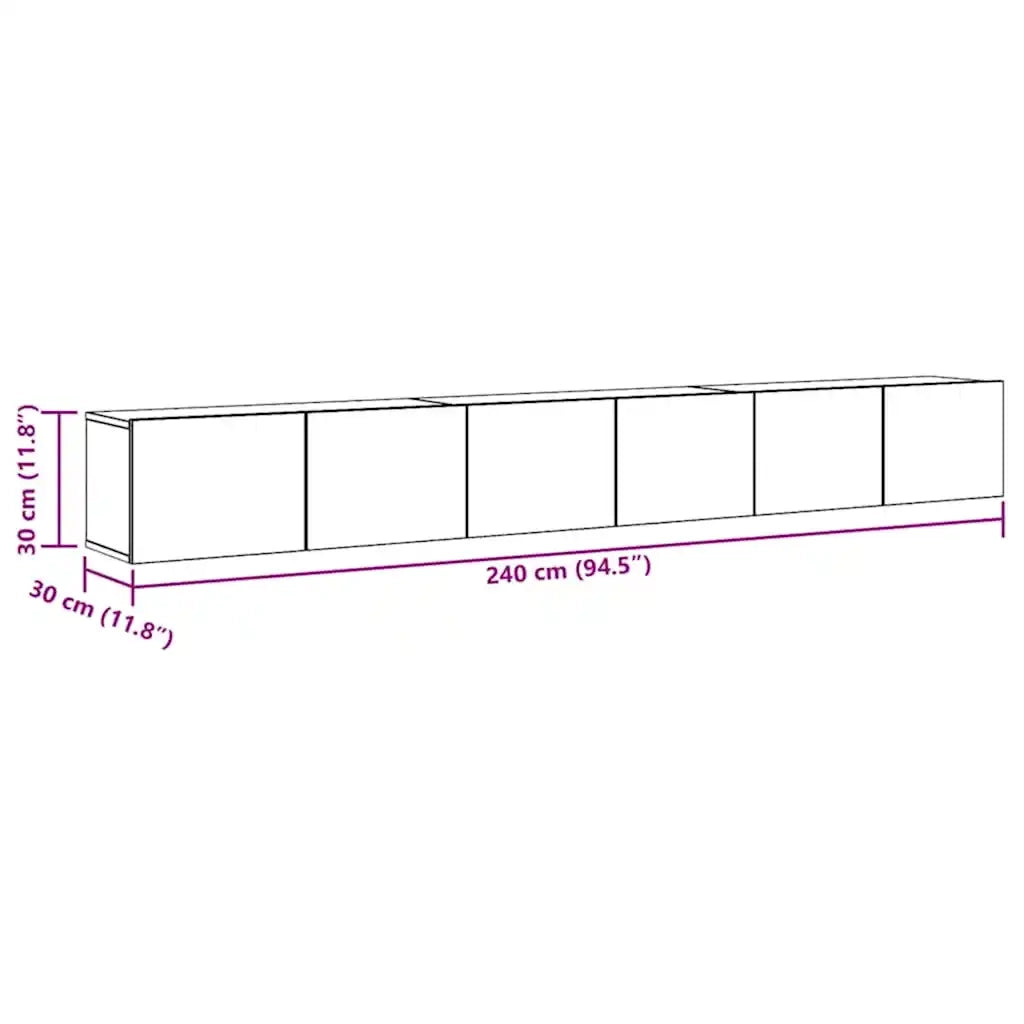Set Mobili Porta TV 3 pz Rovere Fumo in Legno Multistrato 3114475