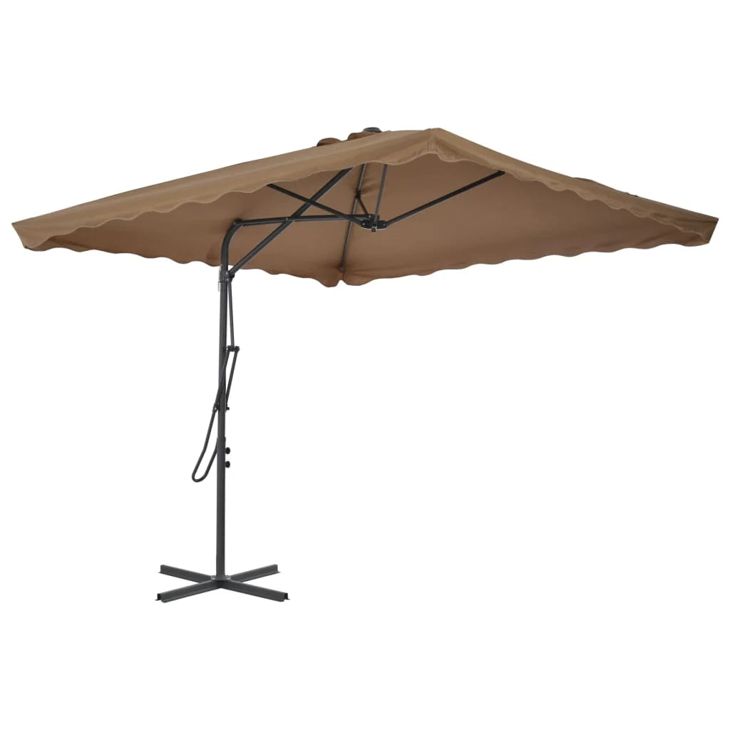 Ombrellone da esterno con palo in acciaio 250 x 250 cm tortora 02_0008273