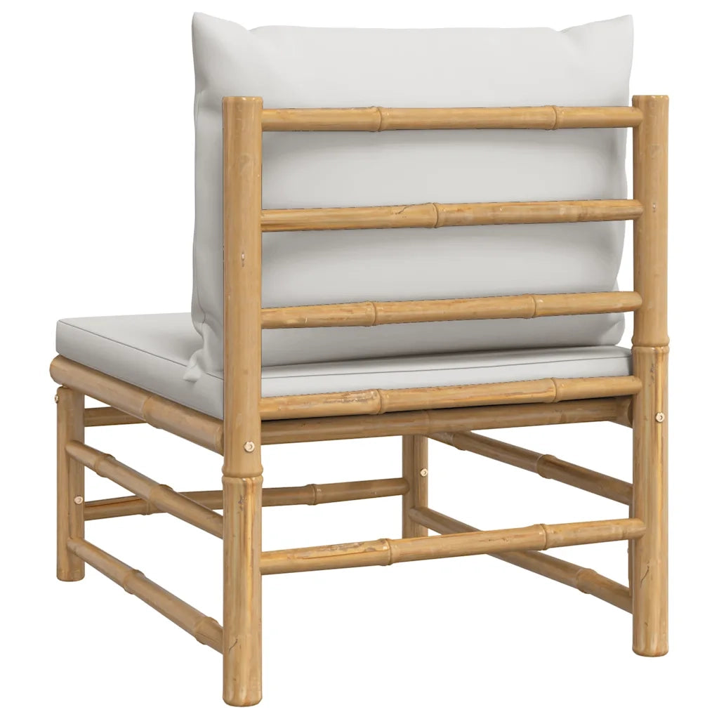 Divano Centrale da Giardino con Cuscini-Sofa Modulare-Divanetto da esterno Grigio Chiaro Bamb¨´