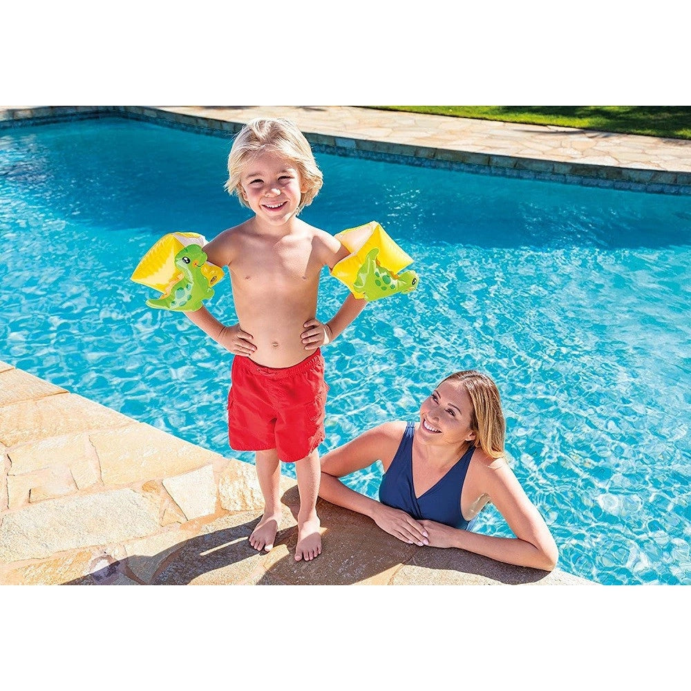Trade Shop - Braccioli Gonfiabili Dinosauri 23 X 20 Cm Per Bambini Dai 3-6 Anni Piscina 56664 -