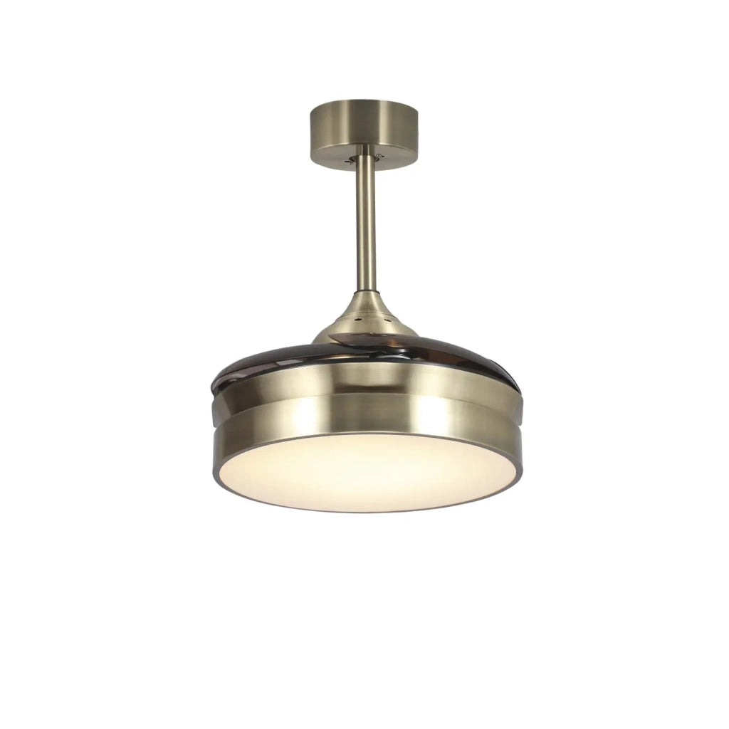LÚZETE - VENTILATORE DA SOFFITTO LED 24W REGOLABILE IN BRONZO ANTICATO CON 4 PALE PIEGHEVOLI E MOTORE DC PALMA