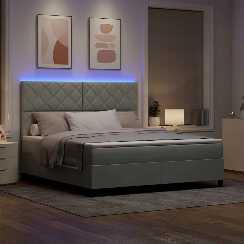 Letto a Sorgente LED Grigio chiaro 180 x 200 cm Tessuto