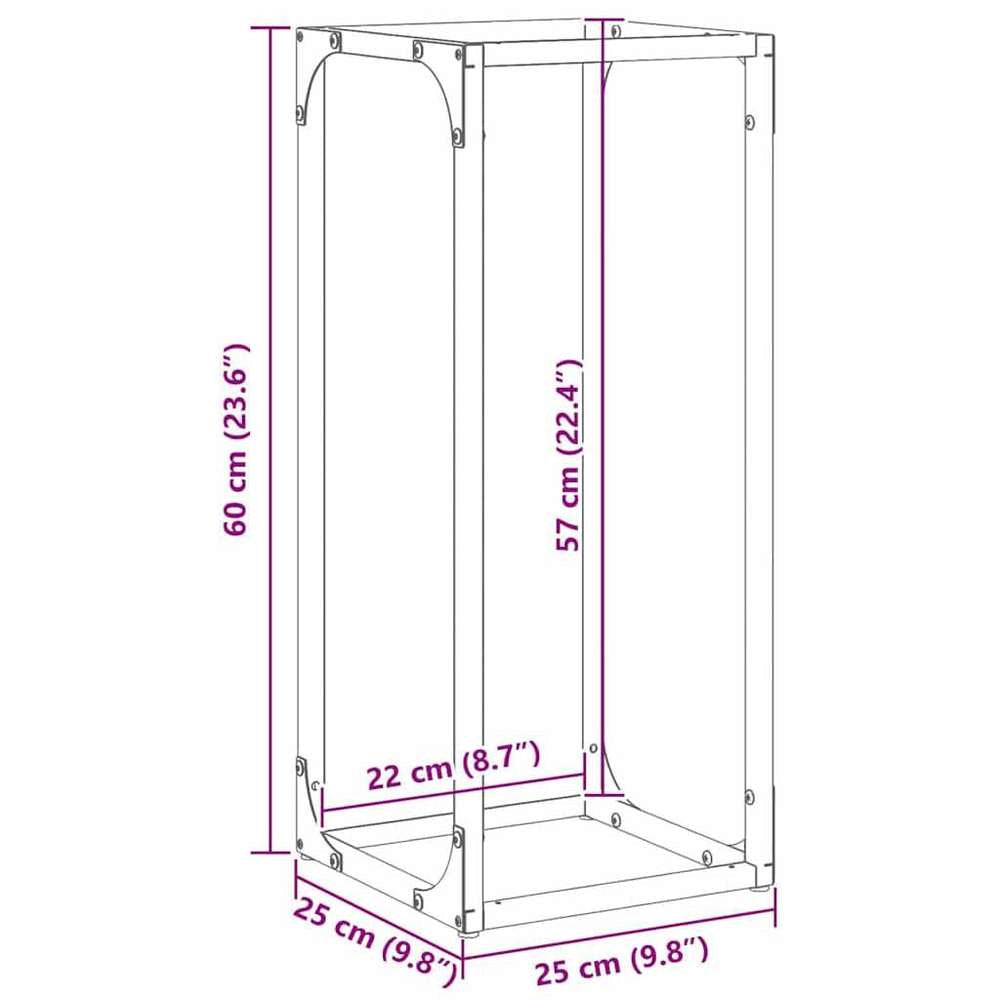 Porta legna bianco, 25x25x60 cm, in acciaio laminato a freddo – robusto e resistente, ideale per esterni, giardino e camino, pratico e durevole