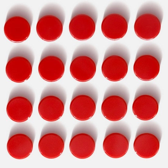 Magnetici per lavagne e frigoriferi, 20 pezzi forti, mini piccoli rotondi, per lavagne bianche e avvisi (rosso)