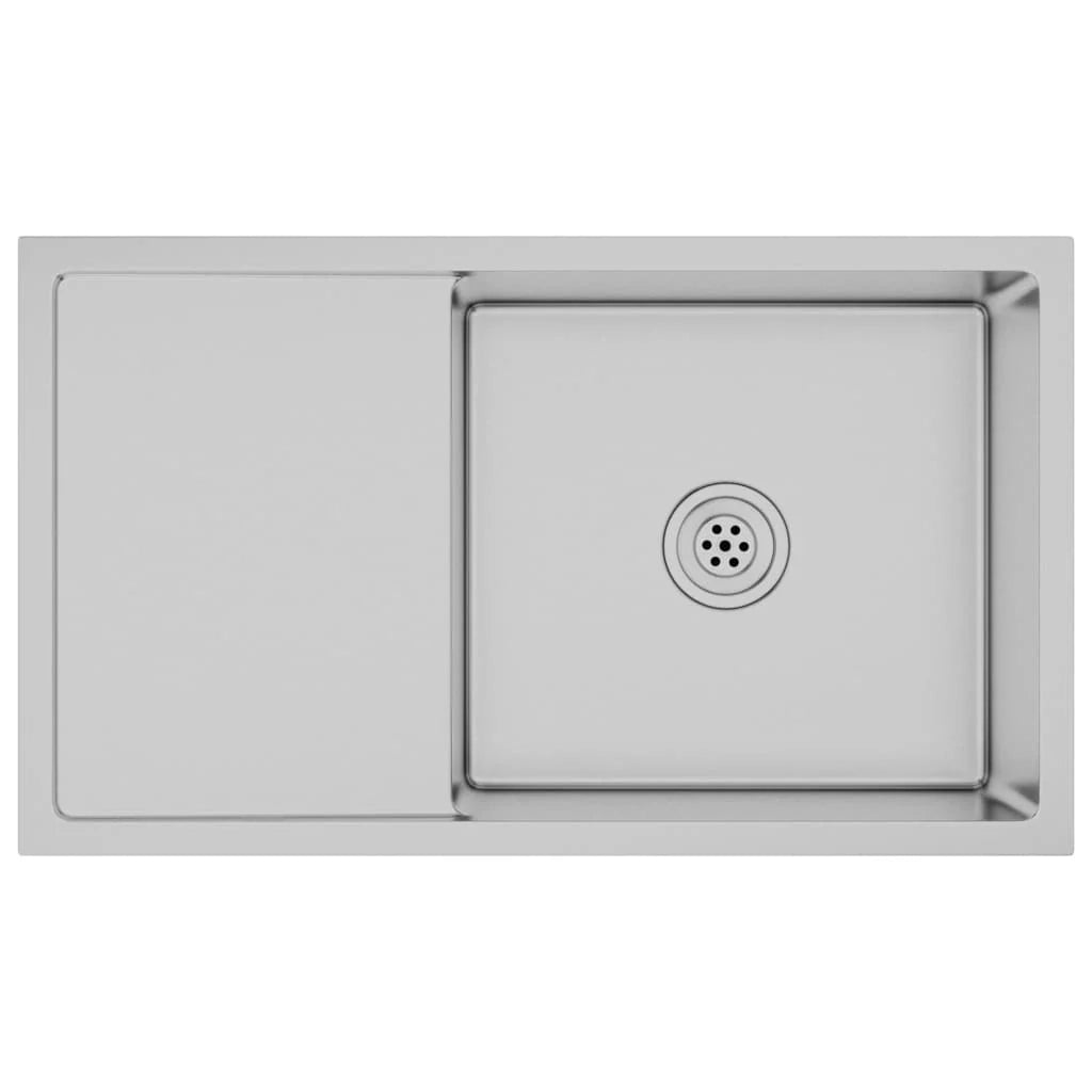 Lavello da cucina fatto a mano 75 x 44 cm acciaio inox argento 02_0002469