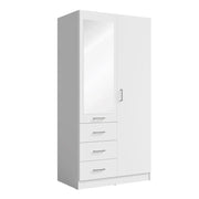 Armadio KALISTA 101 cm bianco opaco con specchio e 3 cassetti - 2 ante a battente