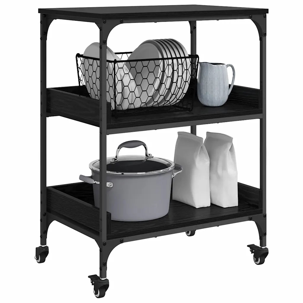 Carrello da Cucina Rovere Nero 60 x 41 x 80.5 cm 883031