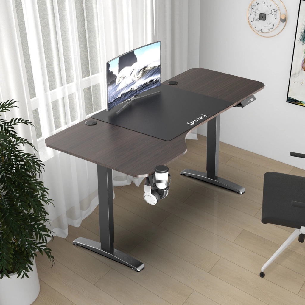 Scrivania Oxnard ad Altezza Regolabile con Sollevamento Elettrico - Effetto Noce pro.tec