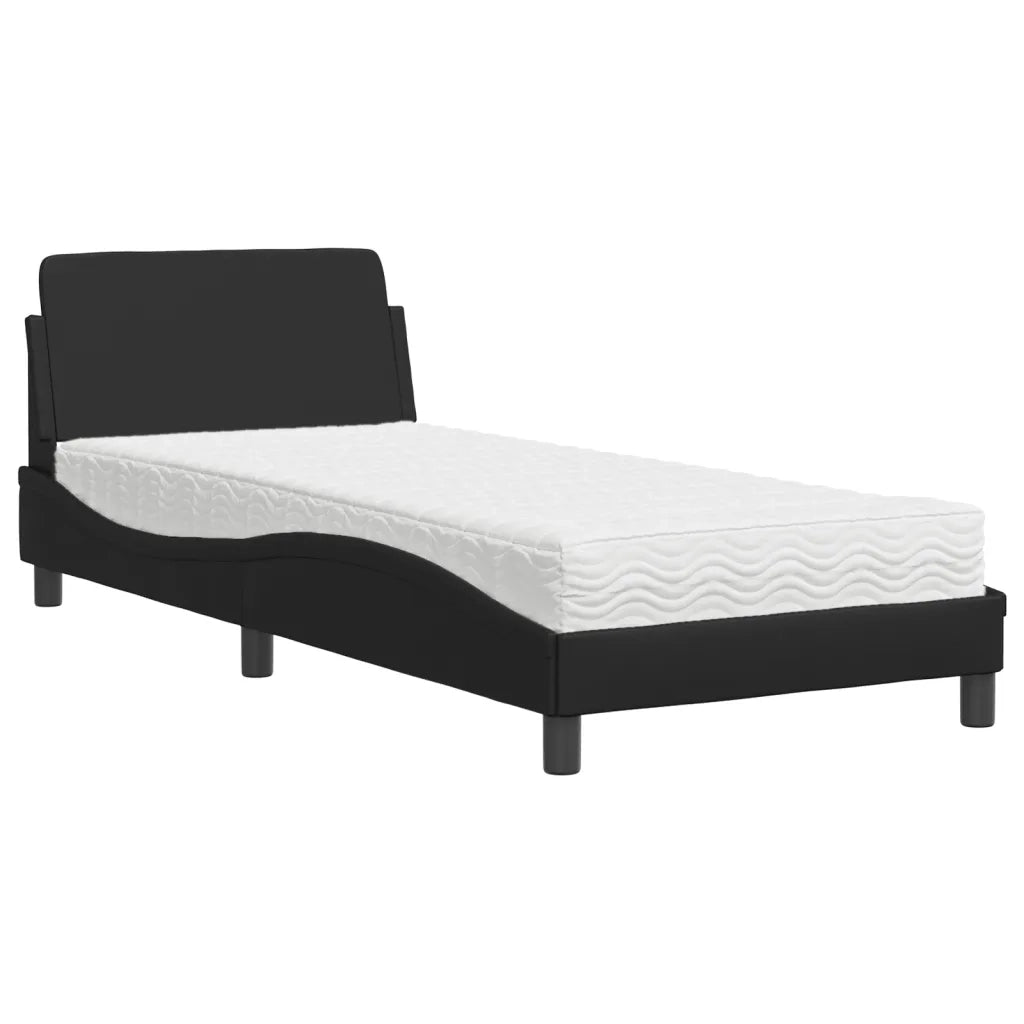 Letto con Materasso Dover Nero 90x200 cm in Similpelle 3208337