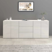 WHOUS Credenza Egypt a 4 ante e 3 cassetti bianco lucido 200x40x80 cm