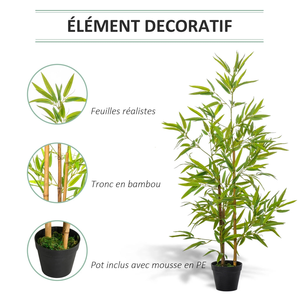 Bamb¨´ Artificiale Realistico 1.2m con Tronco ¨C zephmum ¨C Verde Nero in Vaso