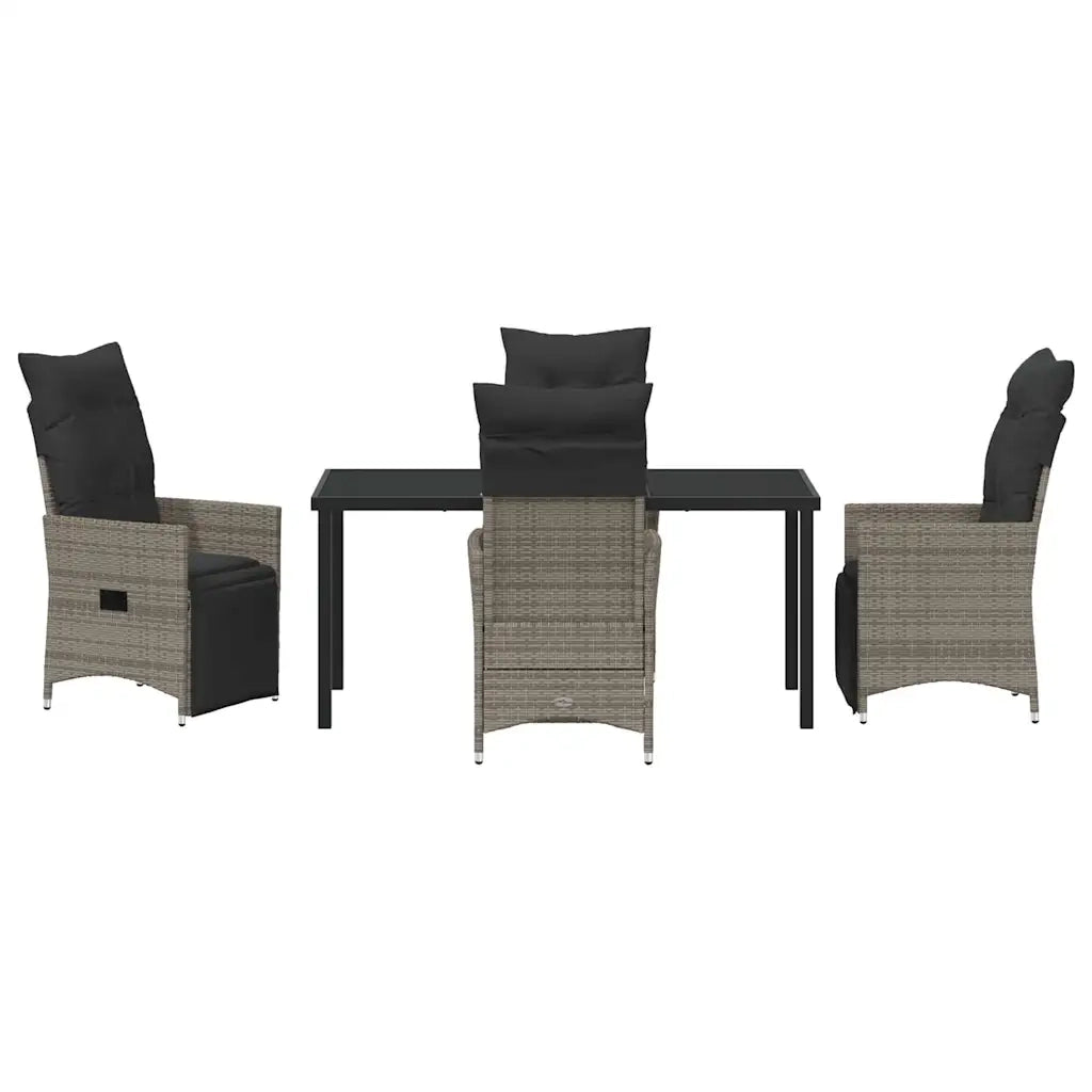 Set da Pranzo per Giardino con cuscino 5 pcs Grigio polyrattan 3379579