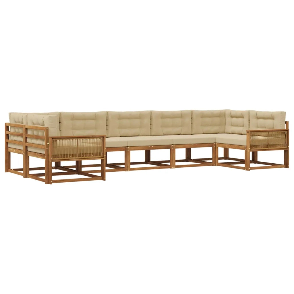 Set di divani da esterno 7 pz Naturale e Beige 3382871