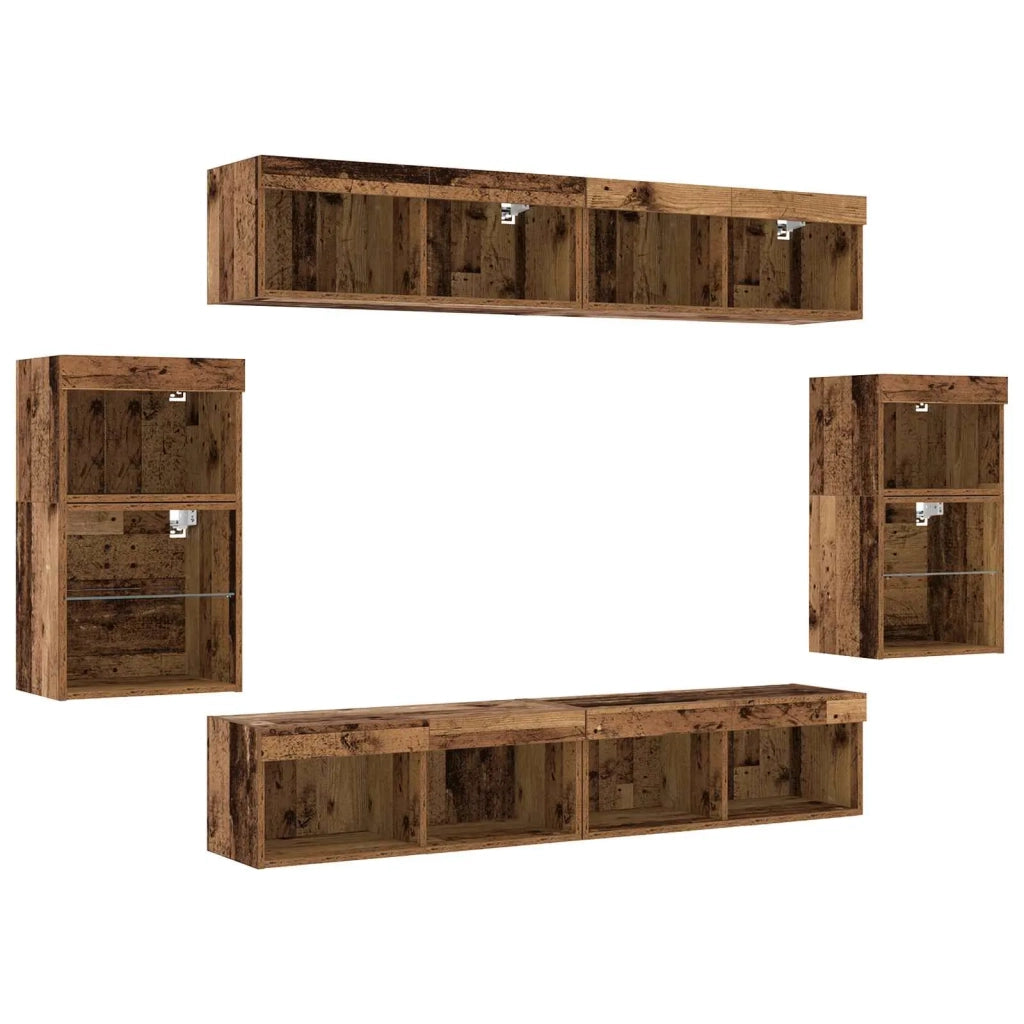 Set mobile TV 8 pz | Armadietto TV | Mobile Porta TV Legno vecchio Legno multistrato