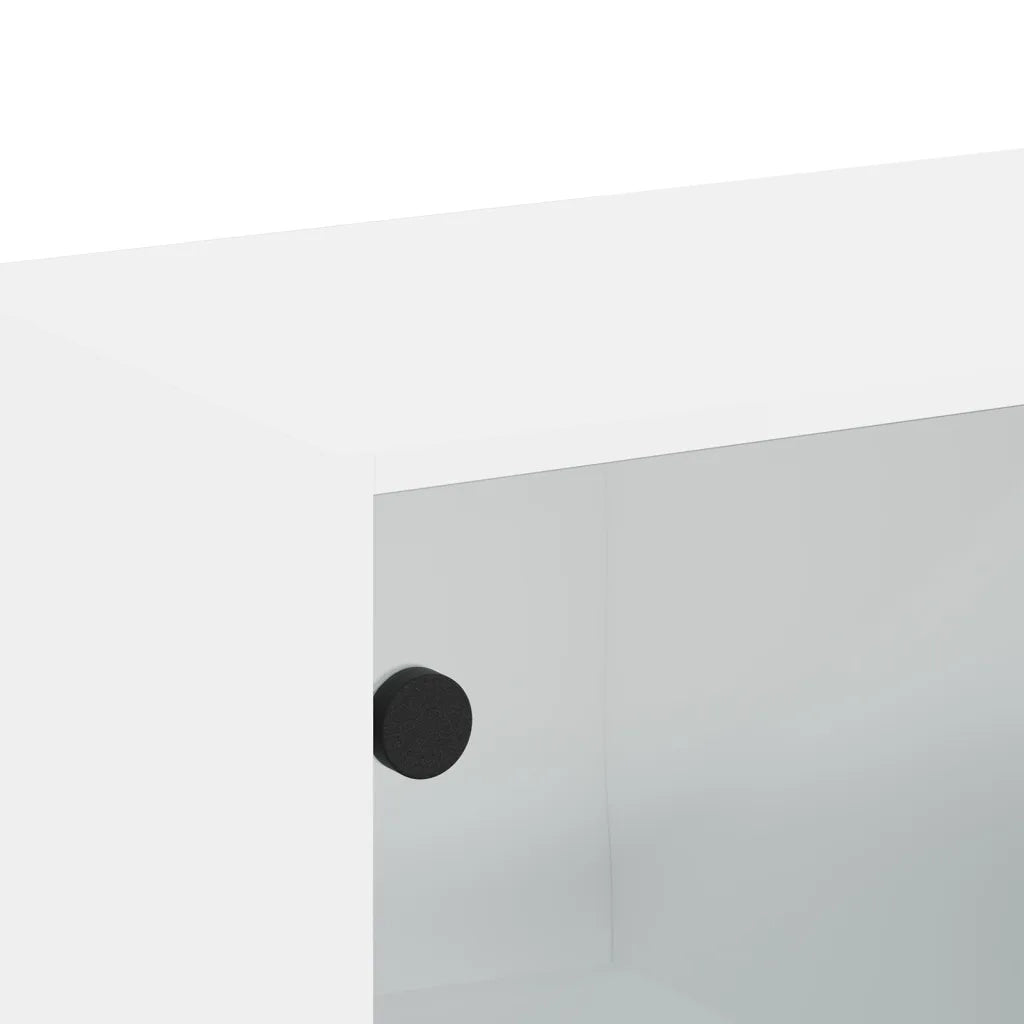 Mobile a Muro con Ante in Vetro Bianco 68,5x37x35 cm