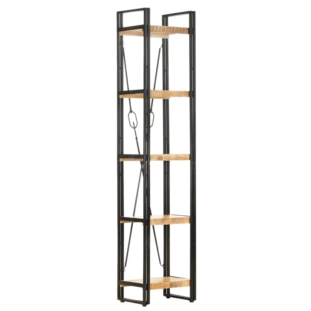 Libreria a 5 Ripiani-Scaffale per Libri-Mobile di Stoccaggio 40x30x180 cm in Legno Massello di Mango