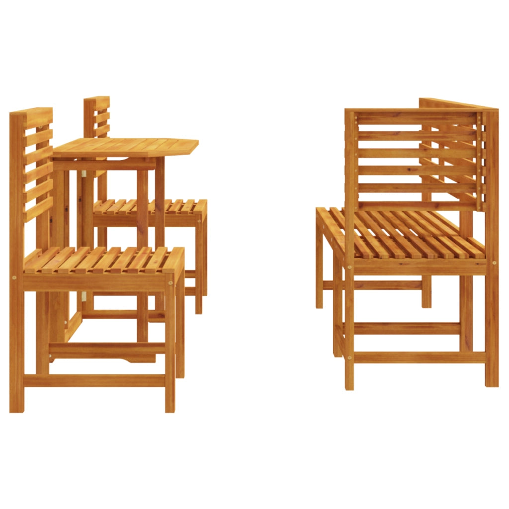 Set da Pranzo in Legno Massello di Acacia da 5 Pezzi