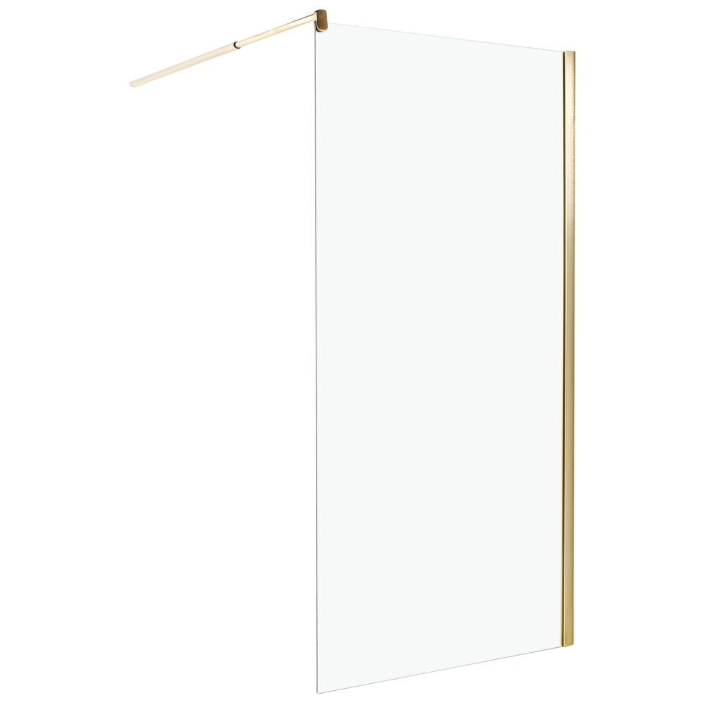 Schermo doccia in vetro temperato Box senza porte per bagno oro 100 x 190 design moderno