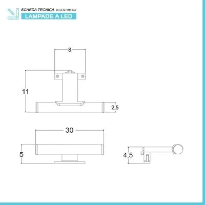 Specchio bagno 50x70 cm reversibile con LED naturale