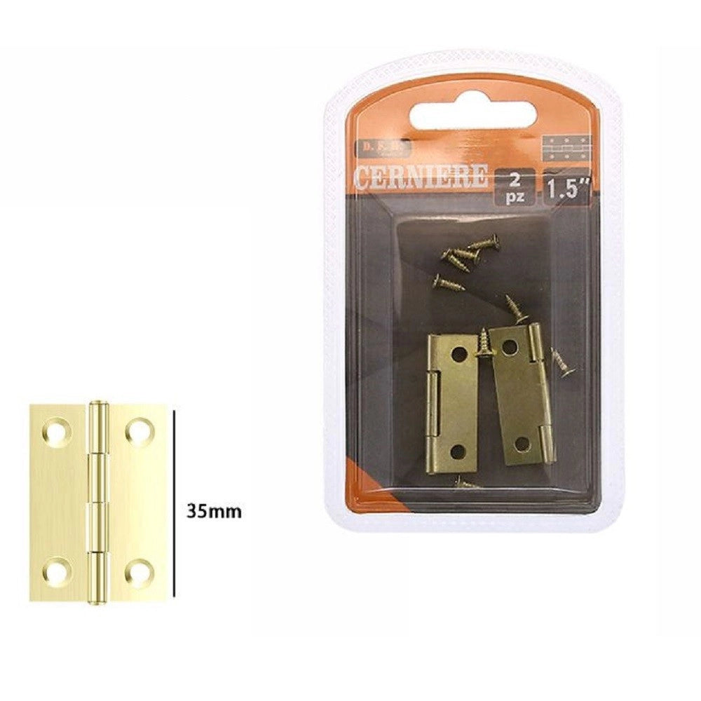 Trade Shop - Set 2 Pezzi Cerniere In Ottone Per Porte Mobili Armadi Sportelli Ante 35mm 69037 -