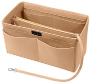 Organizzatore di borsa, tasca portatile con tasche interne, organizzatore di borsa con tasca esterna rimovibile e catena da porta chiavi, beige - L