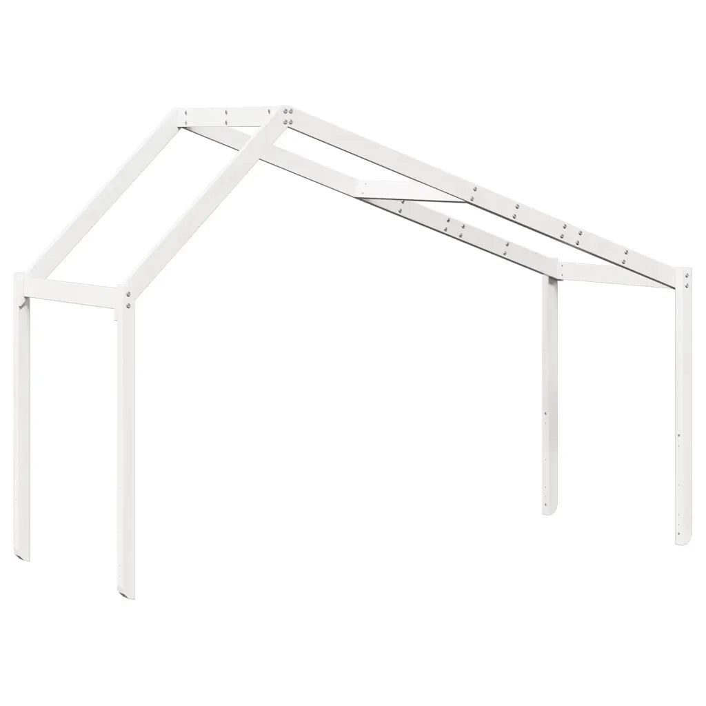 Tetto Letto Bambini Bianco 203x80,5x142 cm Legno Massello Pino