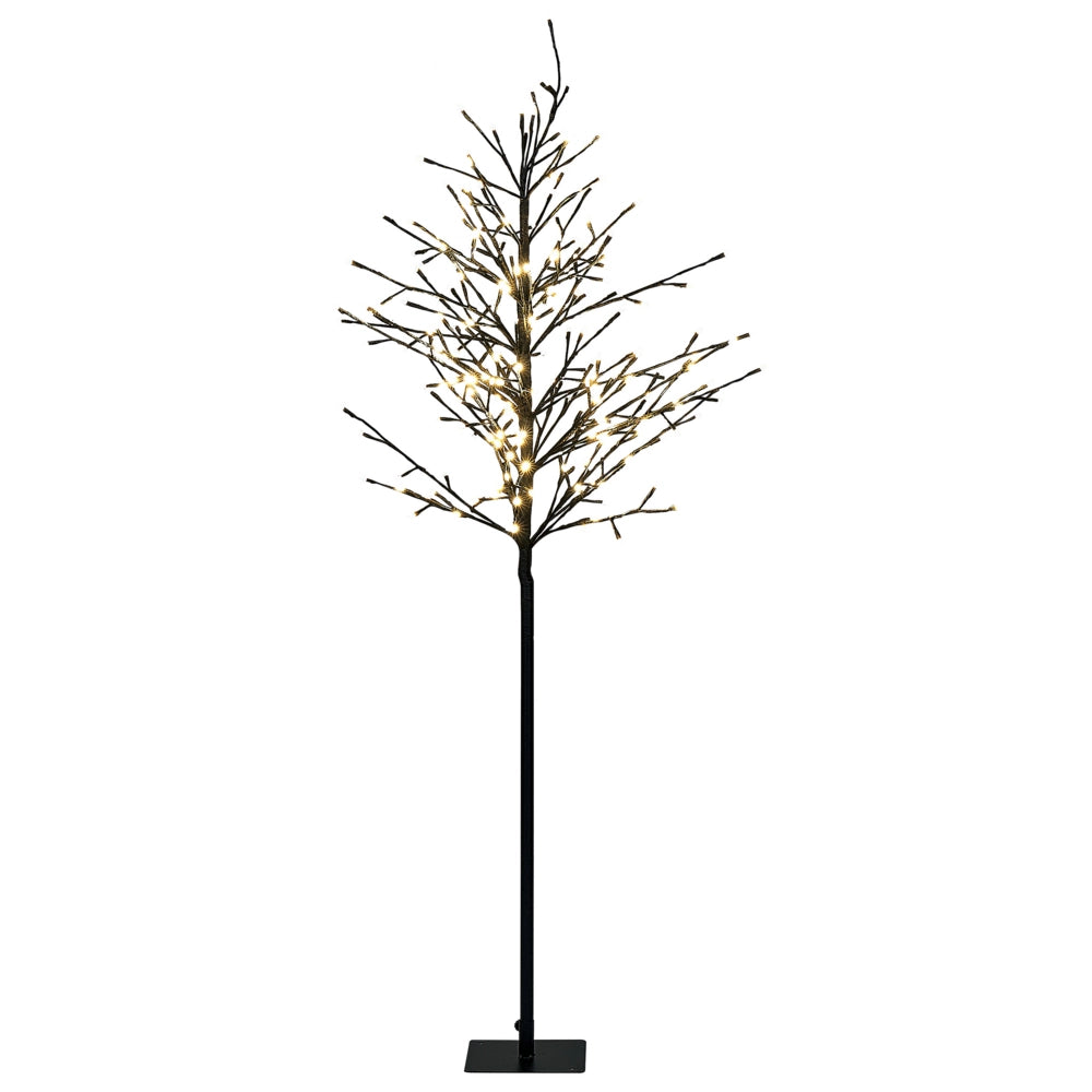 Albero di Natale in metallo con LED in metallo di colore nero 150 cm per interni ed esterni