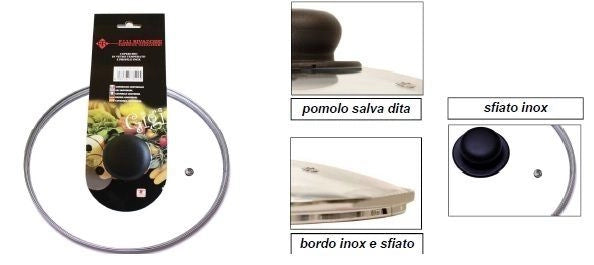 Coperchio per Pentole e Padelle in Vetro con Bordo in Metallo 14 cm