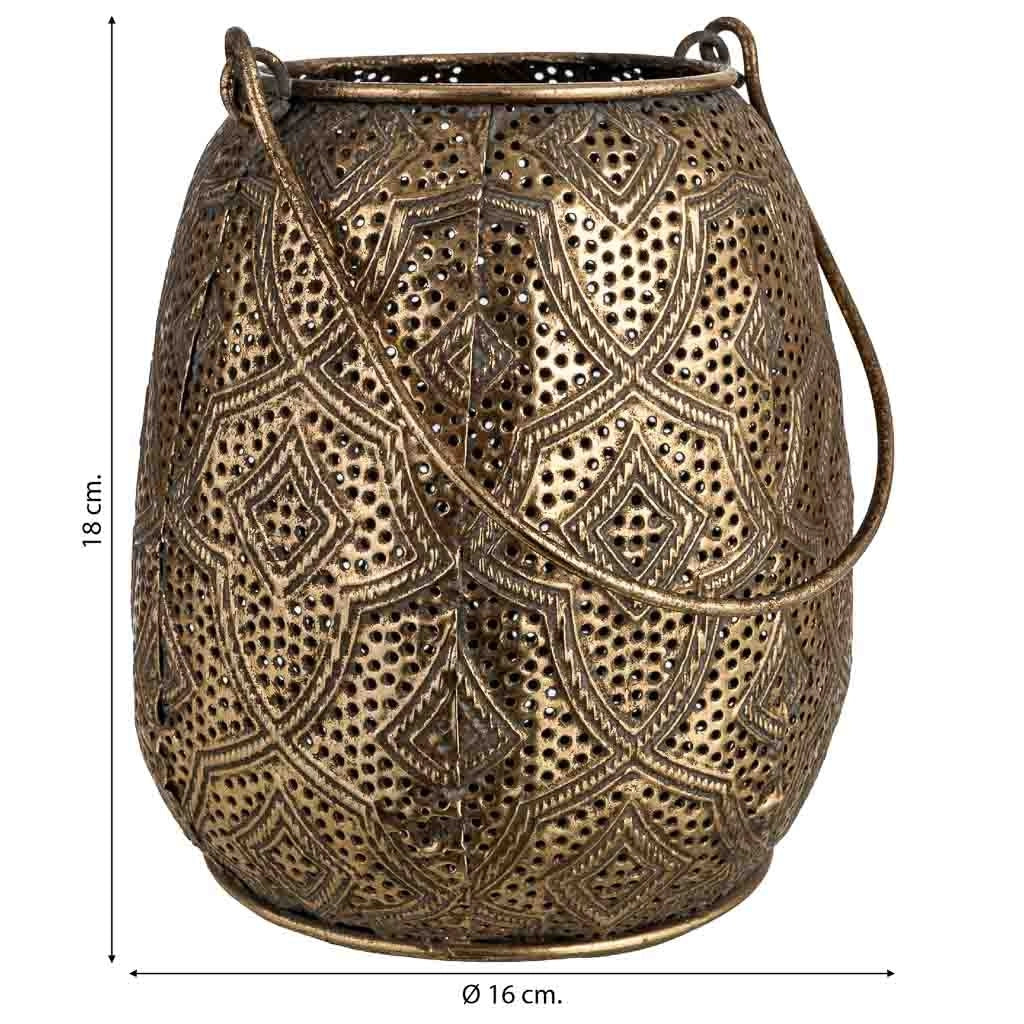 Portacandele in metallo dorato 16x16x18 cm (altezza)