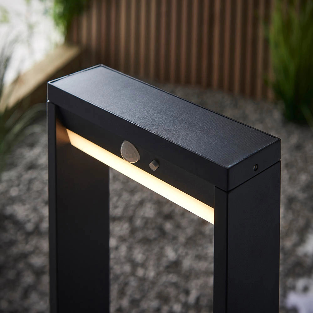 Paletto solare LED 5,8W PIR crepuscolare 80cm nero Endon