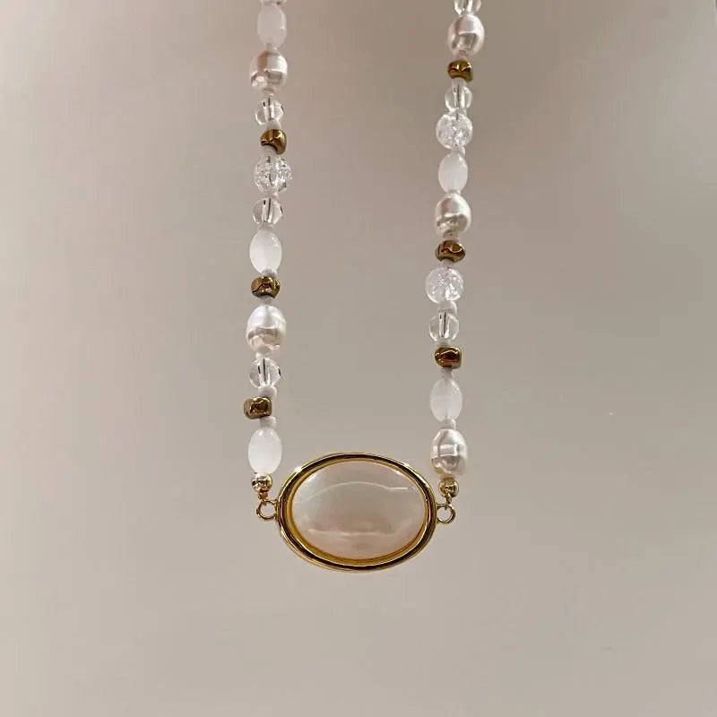 Collana ovale con perline di cristallo fatta a mano, regalo di Natale o di compleanno.